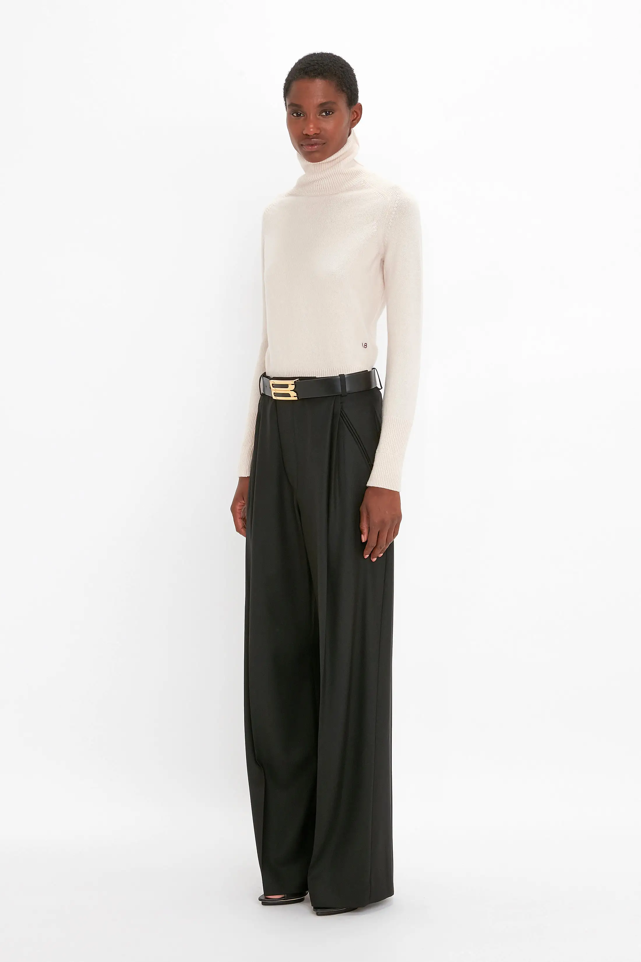 Polo Neck Jumper In Ivory