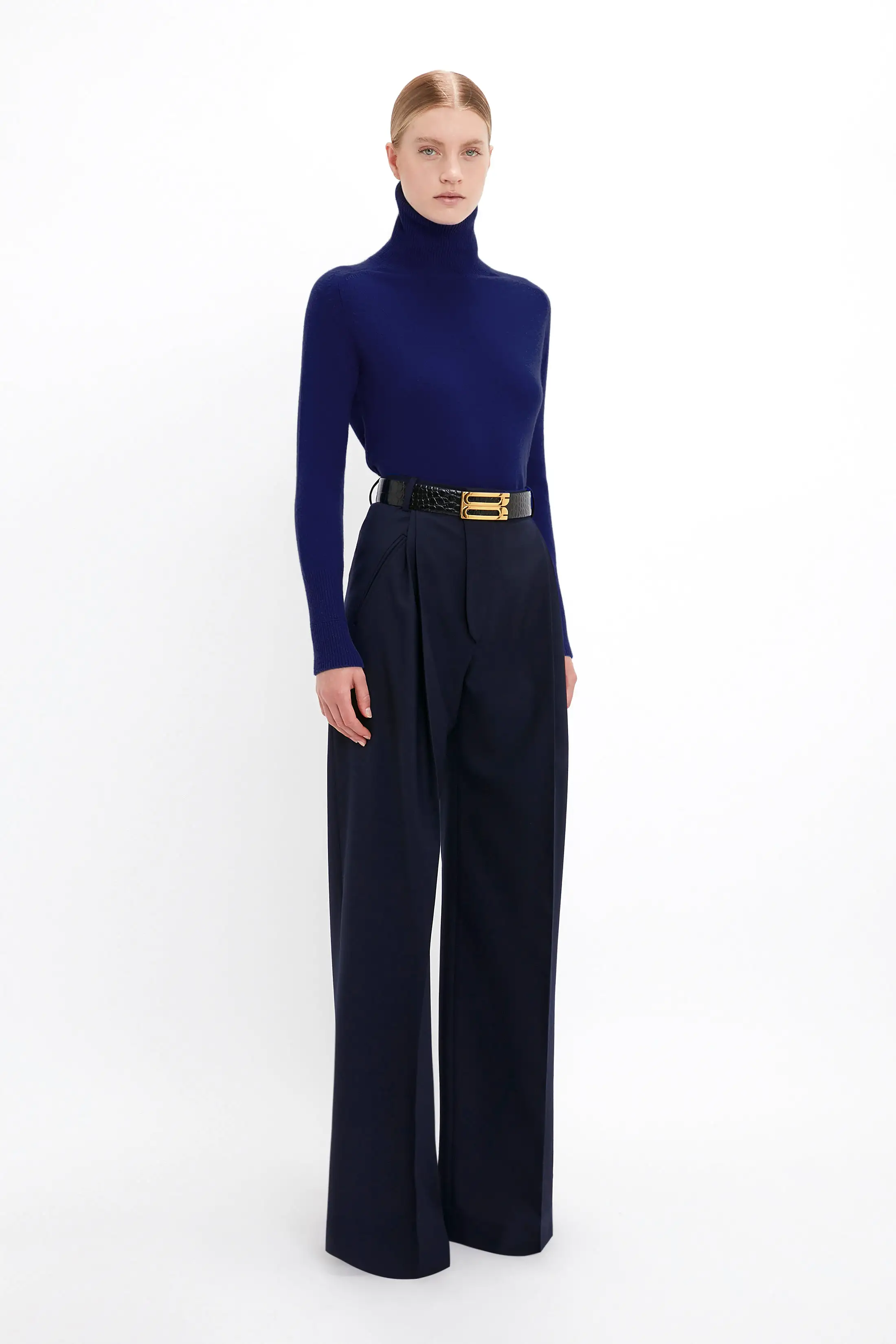 Polo Neck Jumper In Navy