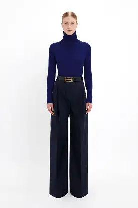 Polo Neck Jumper In Navy