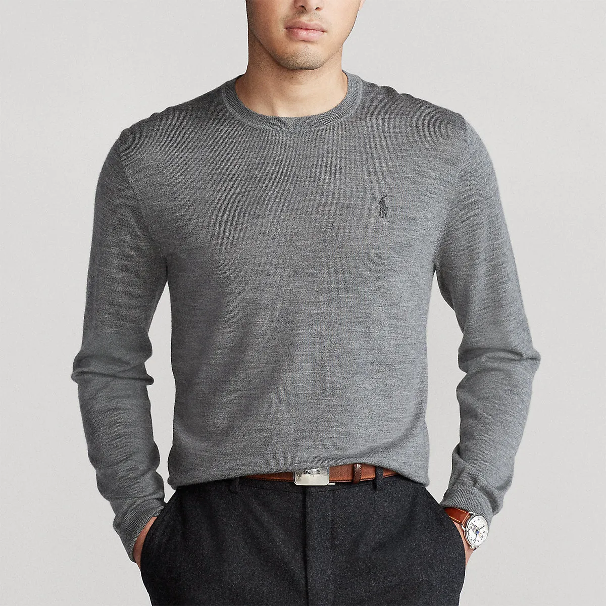 Polo Ralph Lauren - Slim Fit Crew Neck Jumper in Grey