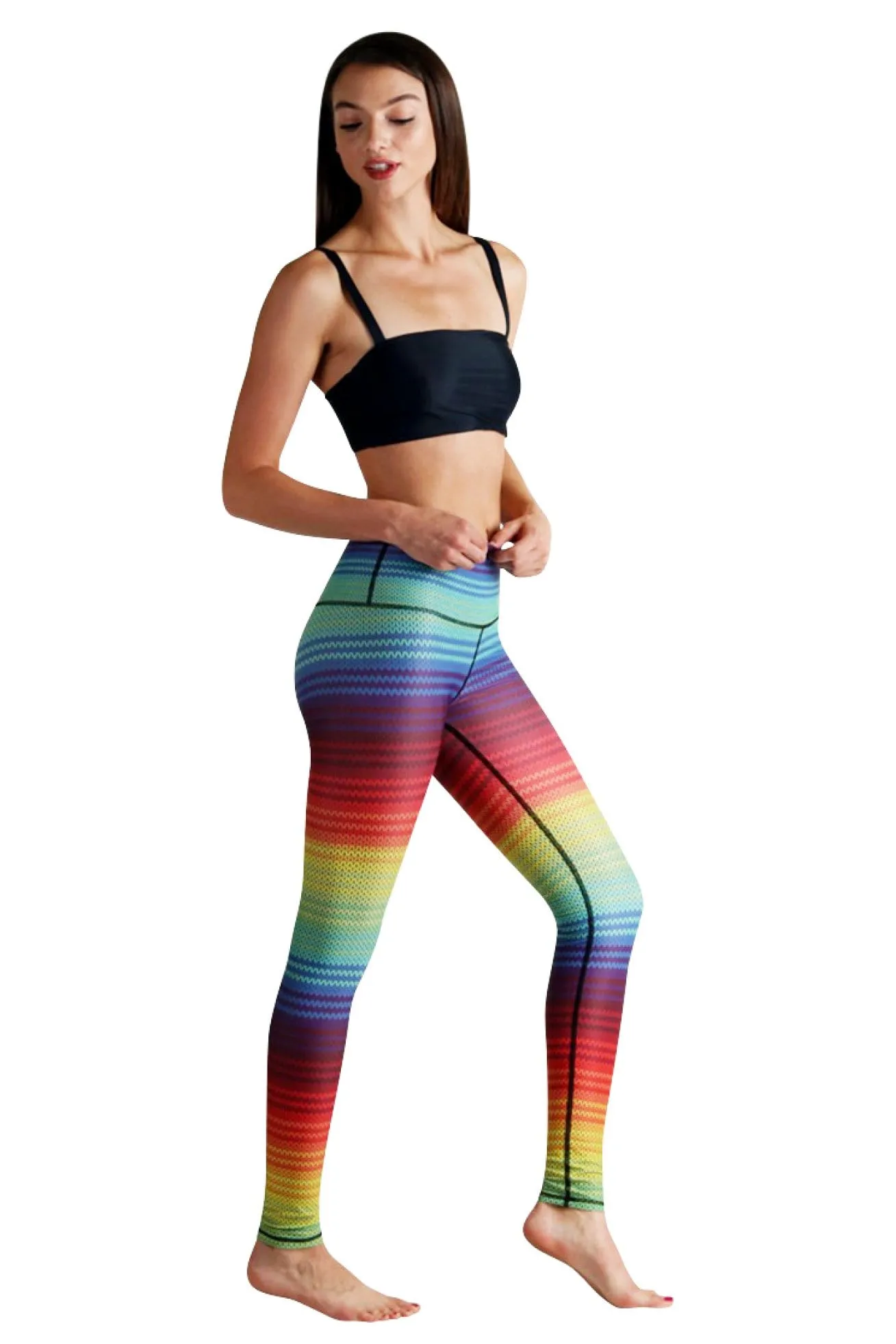 Rainbow Stripe Printed Yoga Leggings