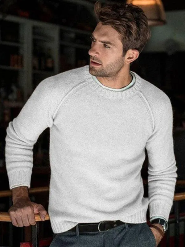 Round Neck Slim Fit Men Pullover Sweater