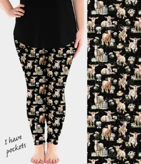 RTS - Daisy Goats Leggings w/ Pockets