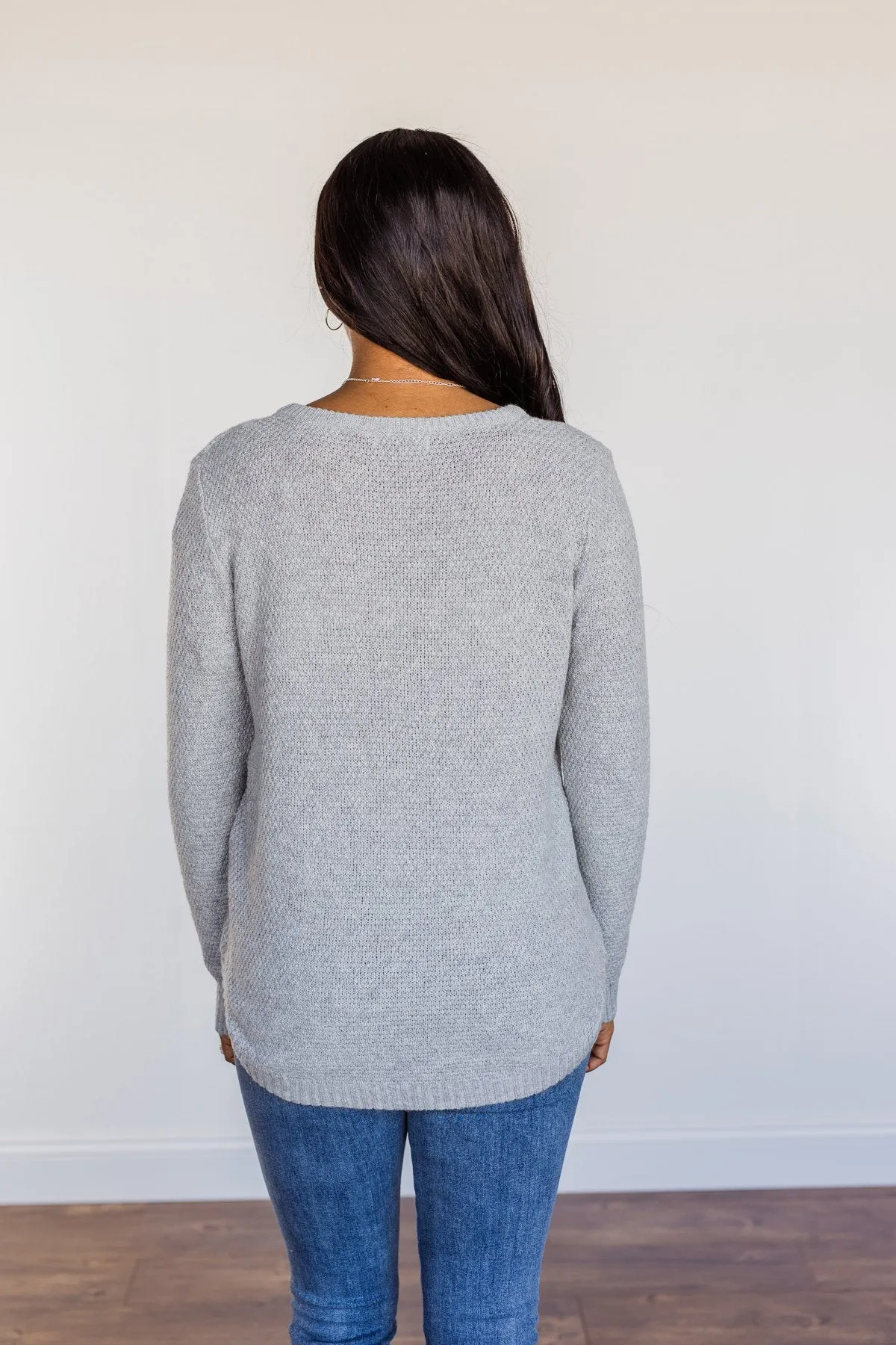 Runway Beauty Knit Sweater- Light Grey