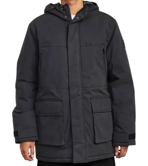 RVCA Herren Patrol 2 Winter-Parka Baumwoll-Jacke mit Kapuze Winter-Jacke U1JKRO 4444 Schwarz