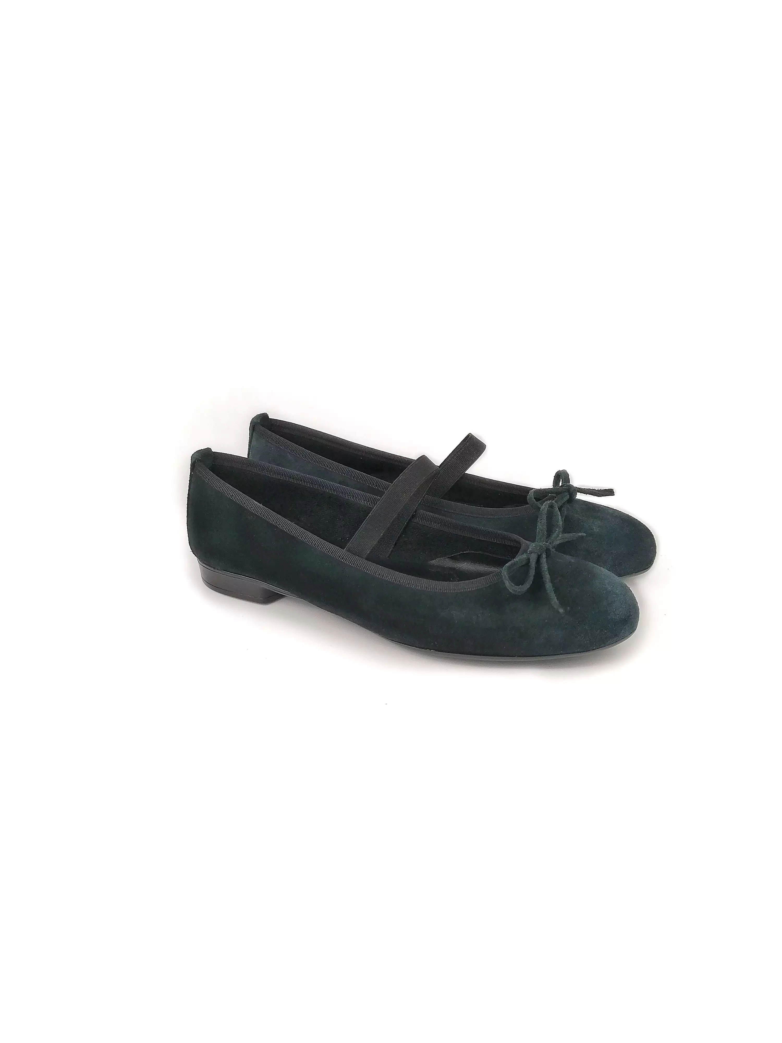 SABRINA PETROL SUEDE LEATHER BALLERINAS