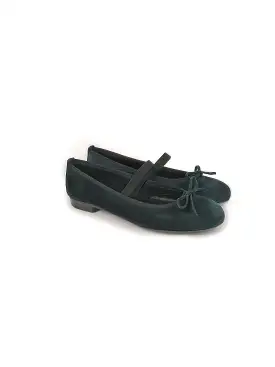 SABRINA PETROL SUEDE LEATHER BALLERINAS