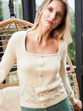 Sakura Organic Cotton Knit Jumper | Ecru