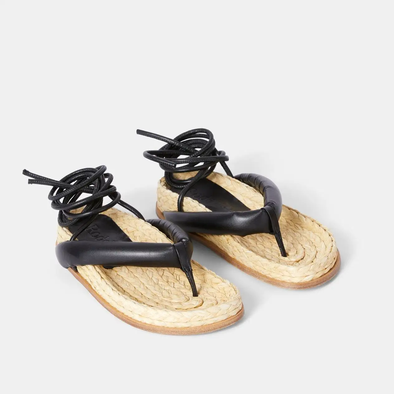 SANTORINO STRAW SANDALS BLACK