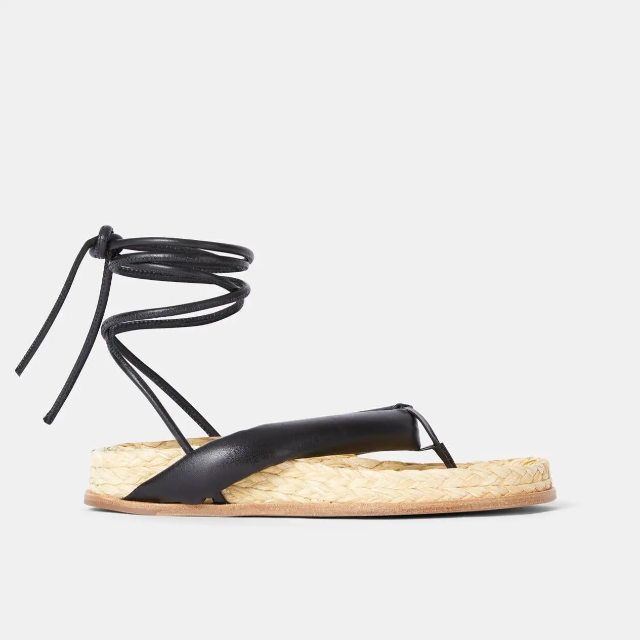 SANTORINO STRAW SANDALS BLACK