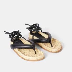 SANTORINO STRAW SANDALS BLACK