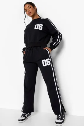 Side Stripe Split Hem Sweater Tracksuit