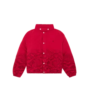 SNAKESKIN PUFFER JACKET - RED