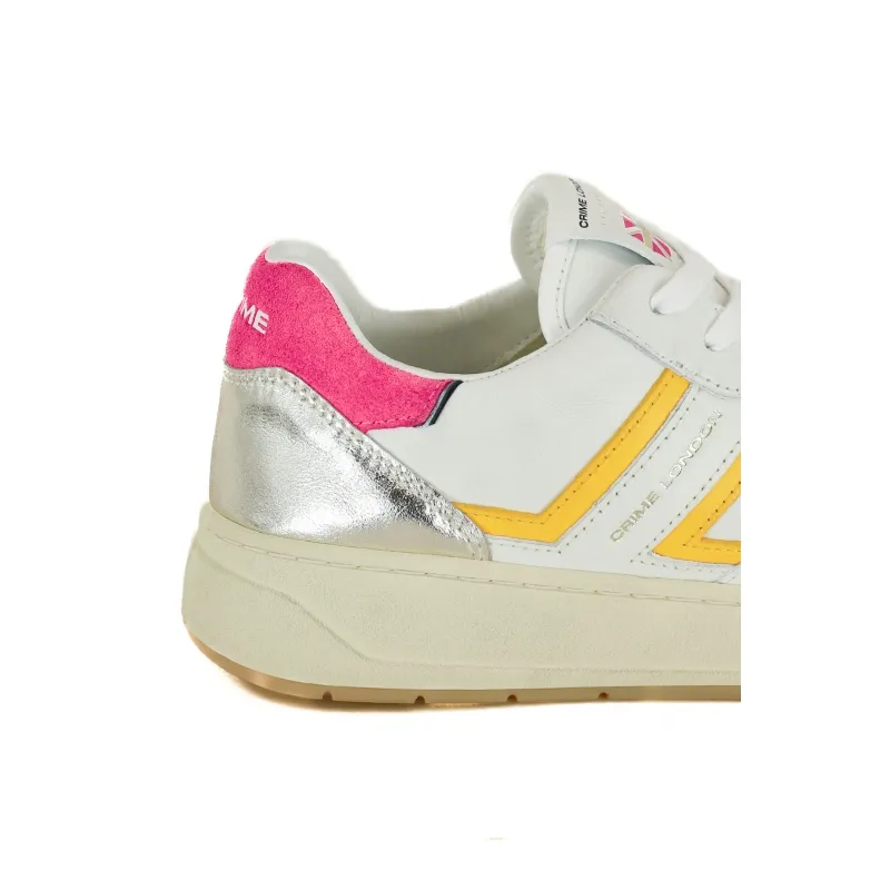 SNEAKERS DONNA IN PELLE STILE BASKET, BIANCO