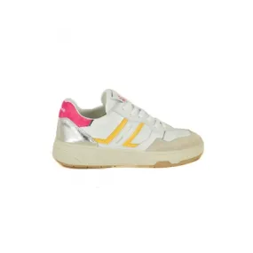 SNEAKERS DONNA IN PELLE STILE BASKET, BIANCO