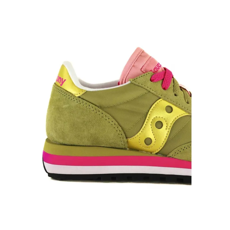 SNEAKERS DONNA JAZZ TRIPLE IN PELLE E NYLON, VERDE