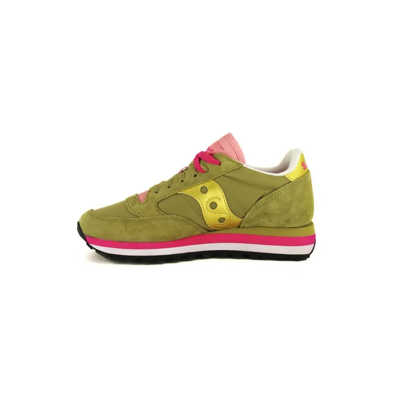 SNEAKERS DONNA JAZZ TRIPLE IN PELLE E NYLON, VERDE