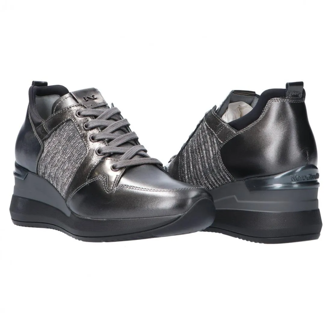 SNEAKERS NEROGIARDINI DONNA CON ZEPPA PARADISE PERL.PIOMBO T.BRILL ANTRACITE A908860D/109