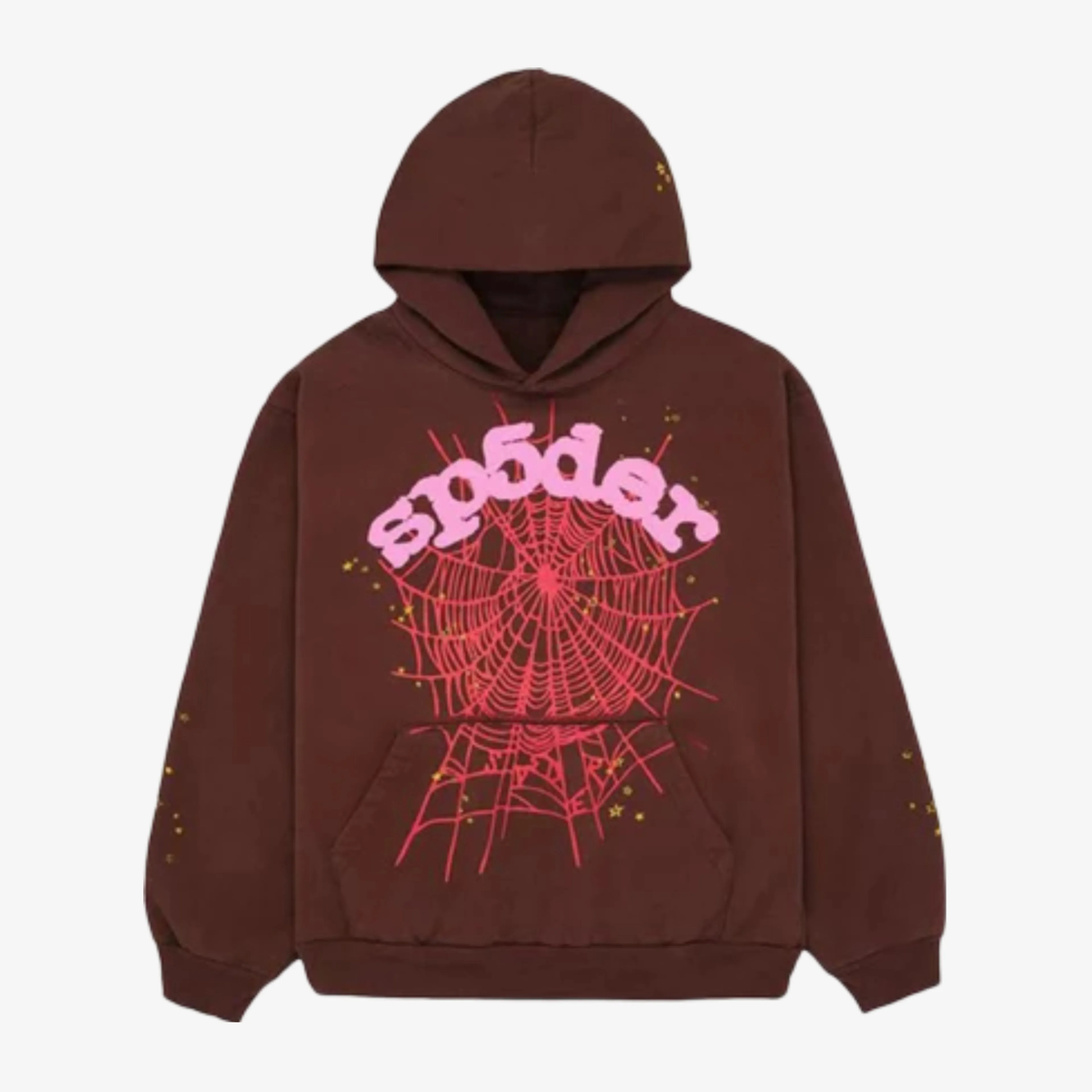 Sp5der 'OG Web' Pullover Hoodie Brown / Pink FW22