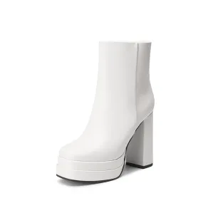 Square Toe Platform Ankle Boots