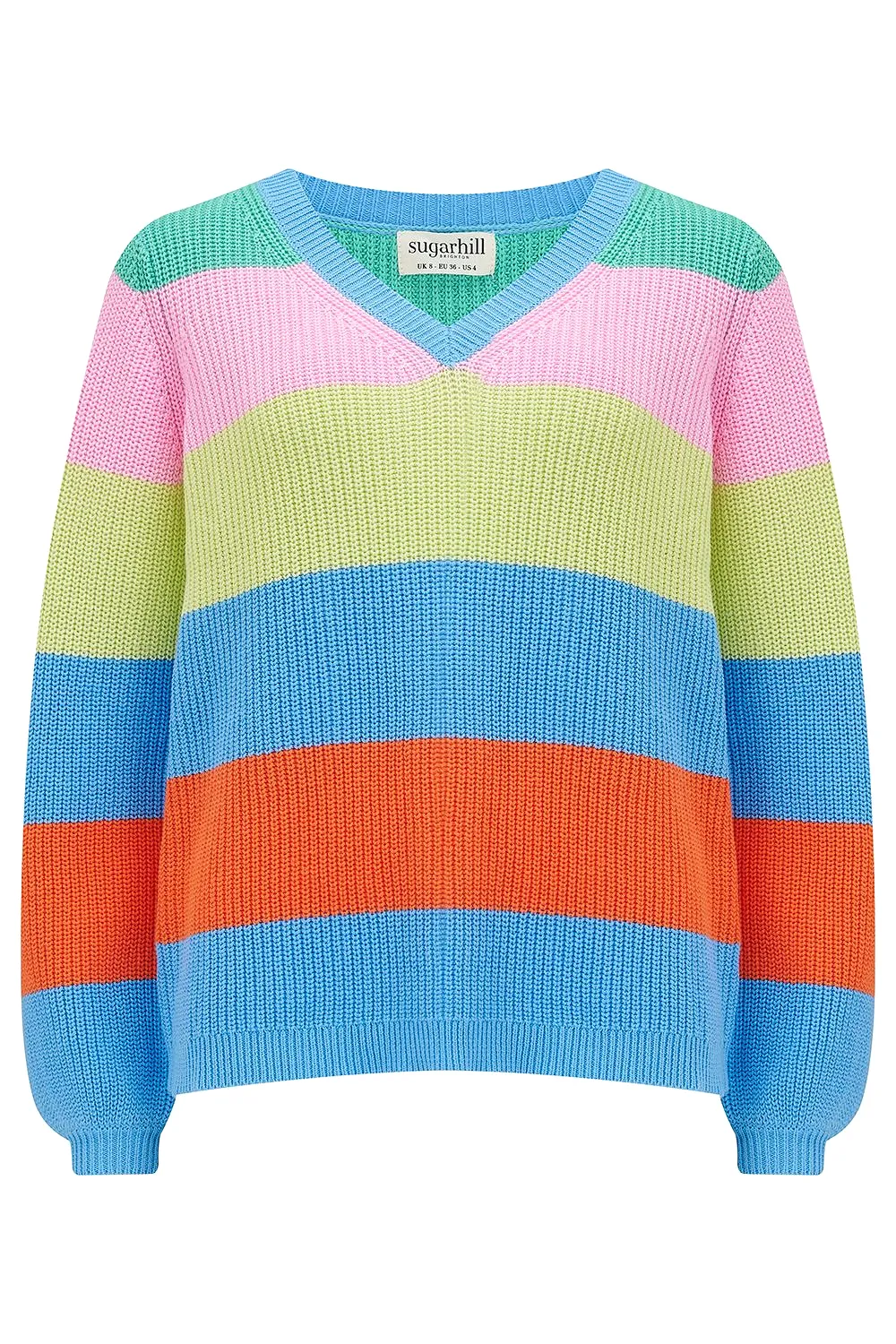 Sugarhill Brighton Bold Stripes Rashina V-Neck Jumper