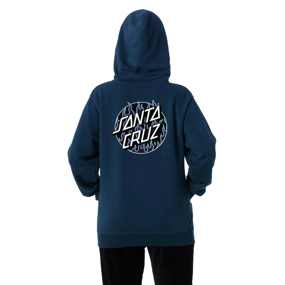 SWEAT FEMME SANTA CRUZ X THRASHER FLAME DOT HOOD NAVY