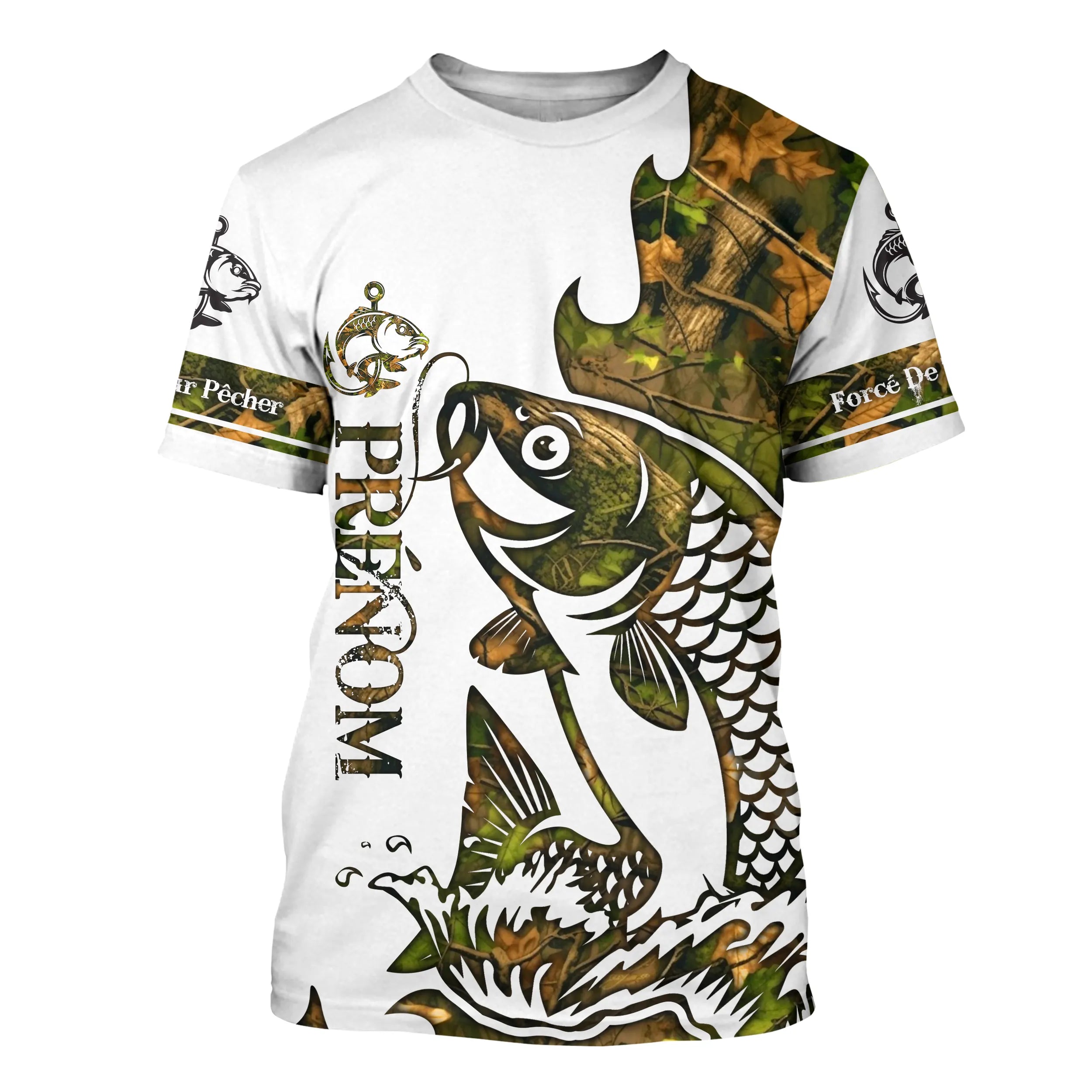 T-shirt Sweater Tatouage Camouflage Pêche De La Carpe, Cadeau Personnalisé Pêcheur - CT09012224