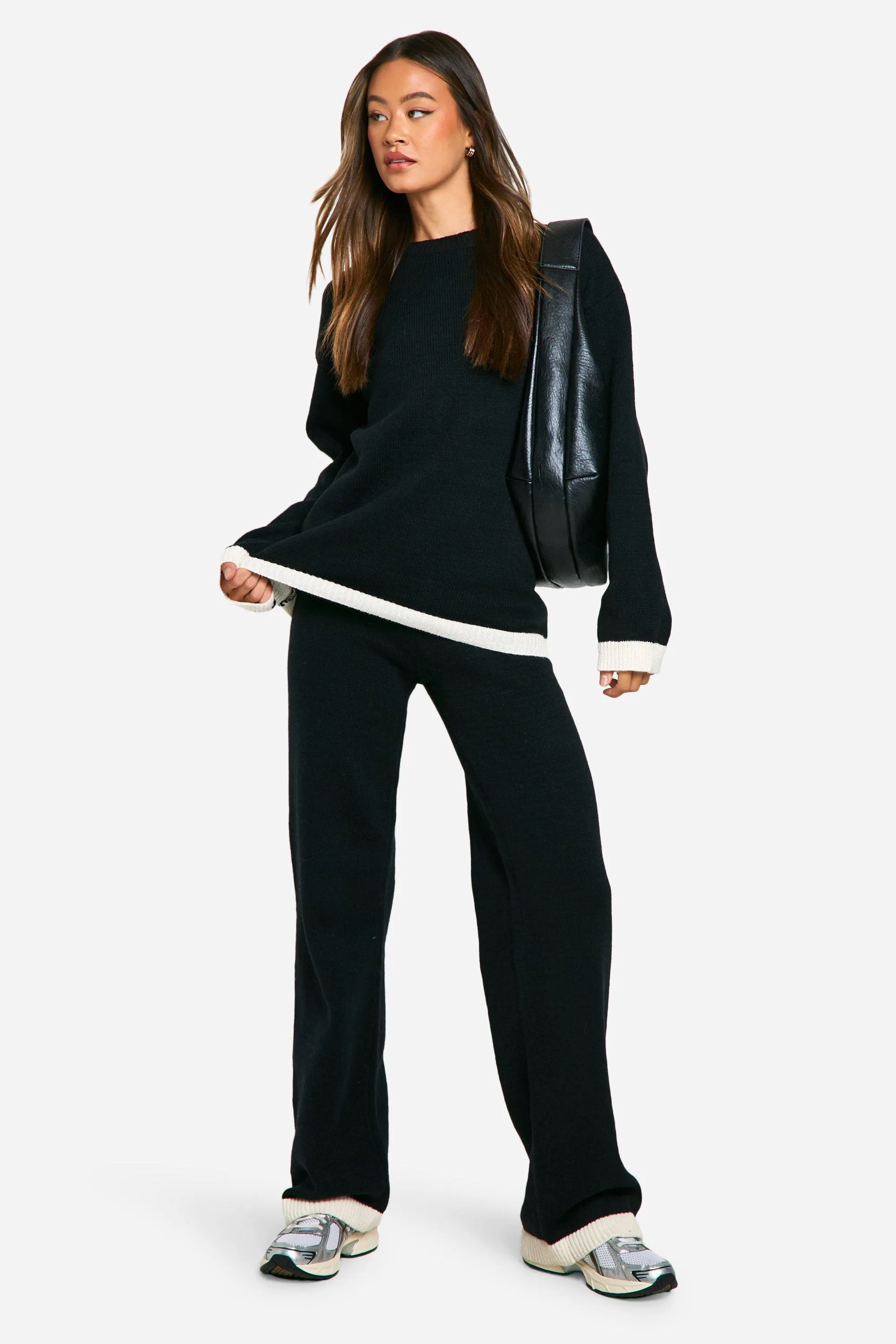 Tall Contrast Knitted Sweater And Pants Two-Piece