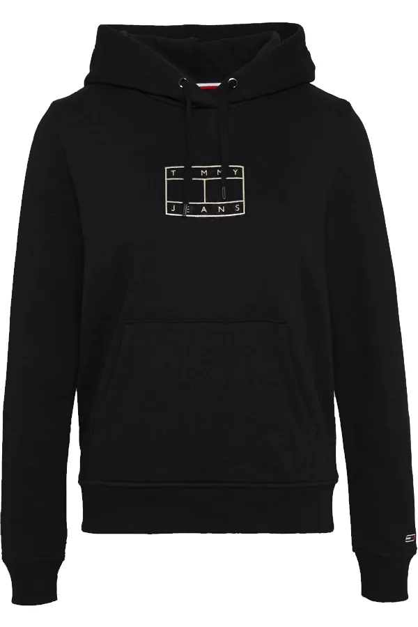 Tommy Hilfiger Women Outline Flag Hoodie Black