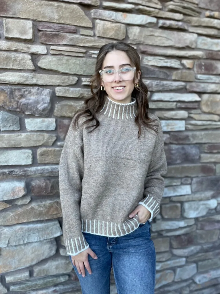 Turtleneck Sweater | Quilt Stitch | Taupe