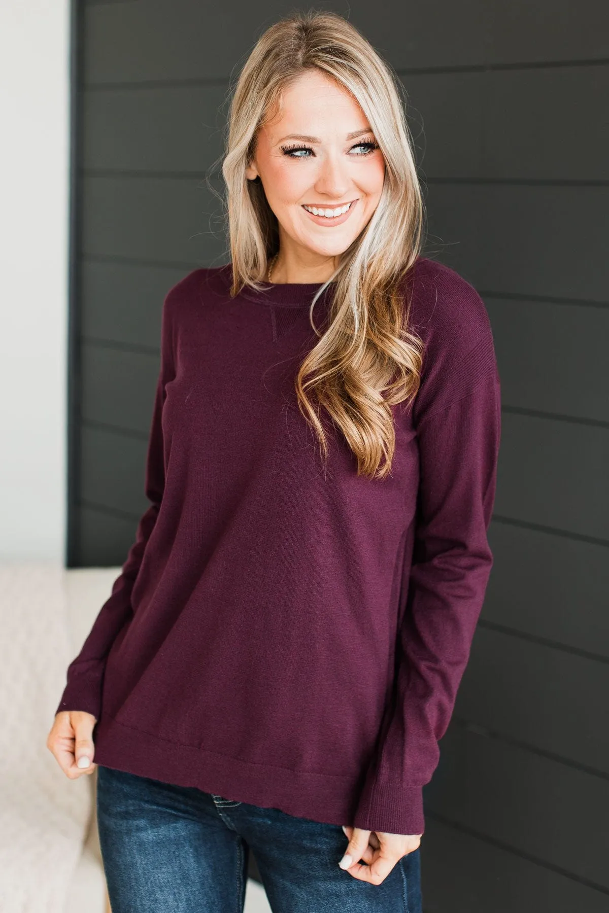 Unforgettable Feeling Knit Sweater- Dark Plum