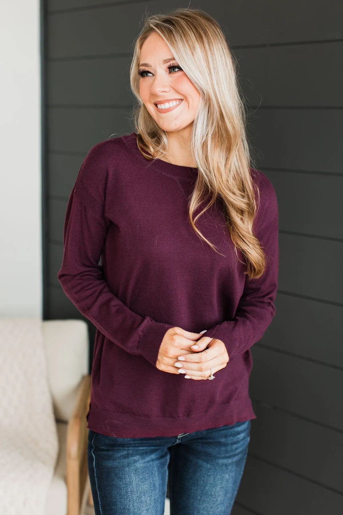 Unforgettable Feeling Knit Sweater- Dark Plum