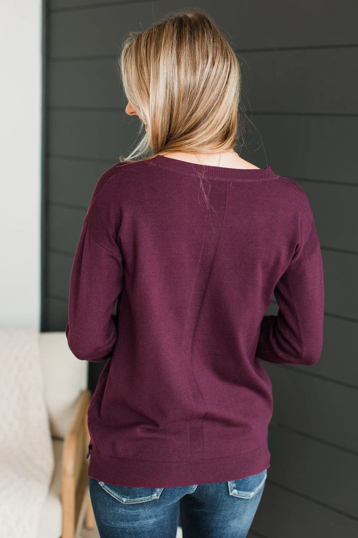 Unforgettable Feeling Knit Sweater- Dark Plum