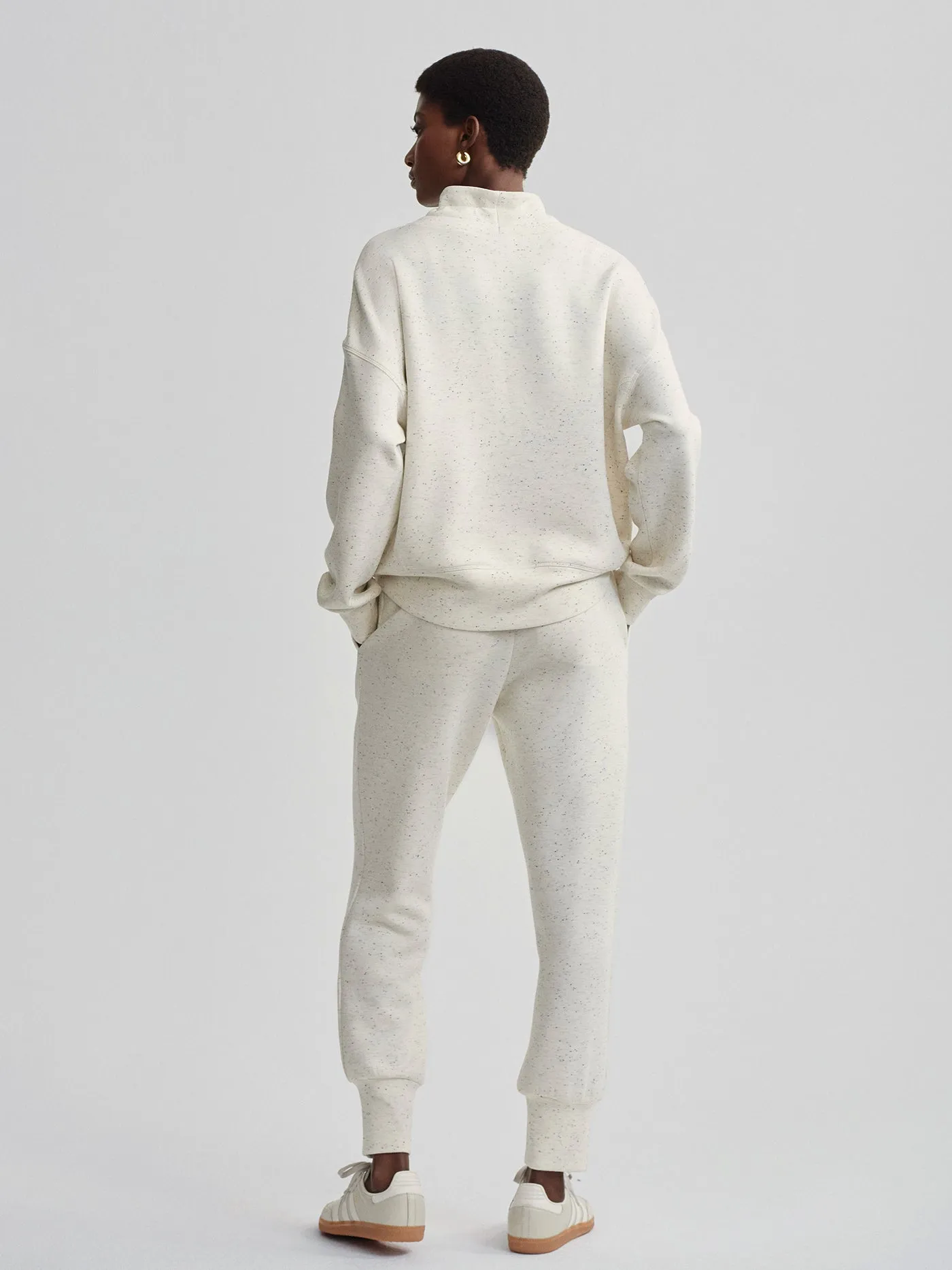 Varley Oakdale Sweat in Ivory Marl Fleck