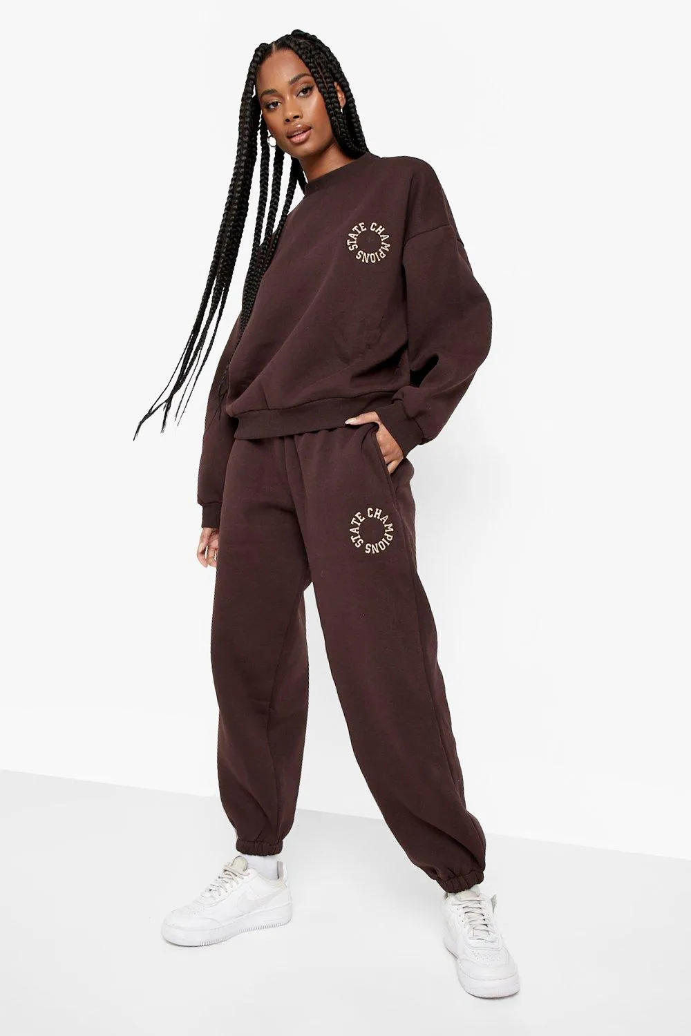 Varsity Embroidered Sweater Tracksuit