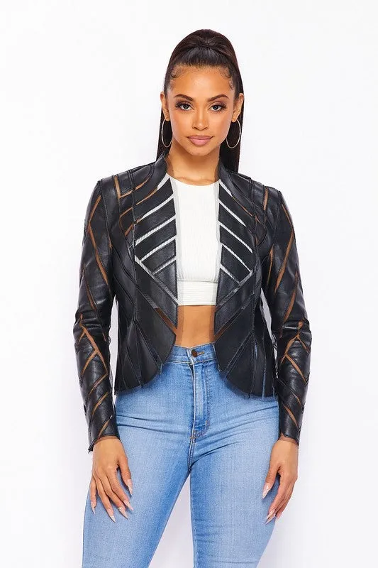 Vegan Leather Patchwork Jacket