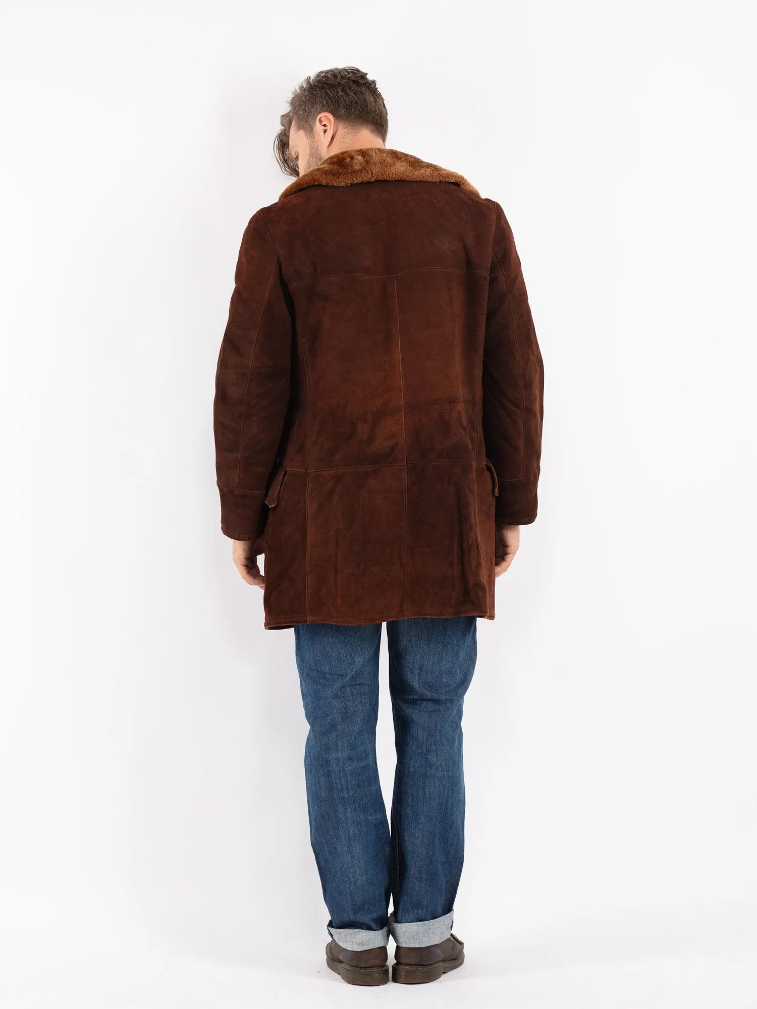 Vintage 70's Men Sheepskin Coat in Brown