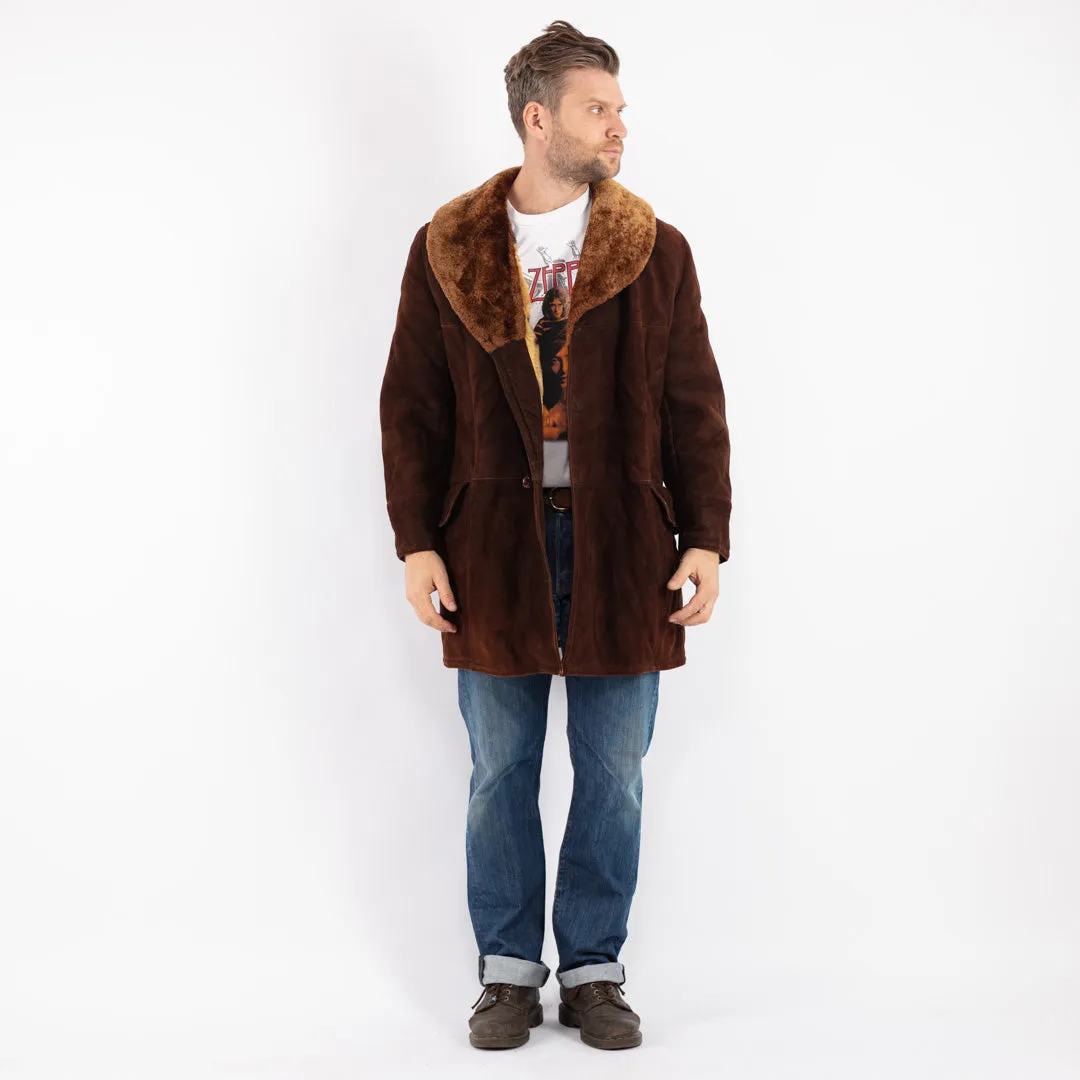 Vintage 70's Men Sheepskin Coat in Brown