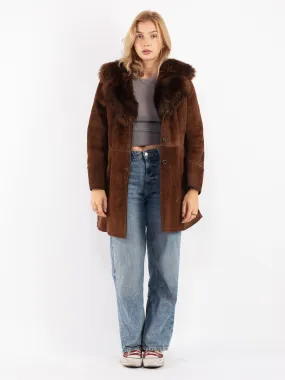 Vintage 70's Women Sheepskin Shearling Coat in Brown