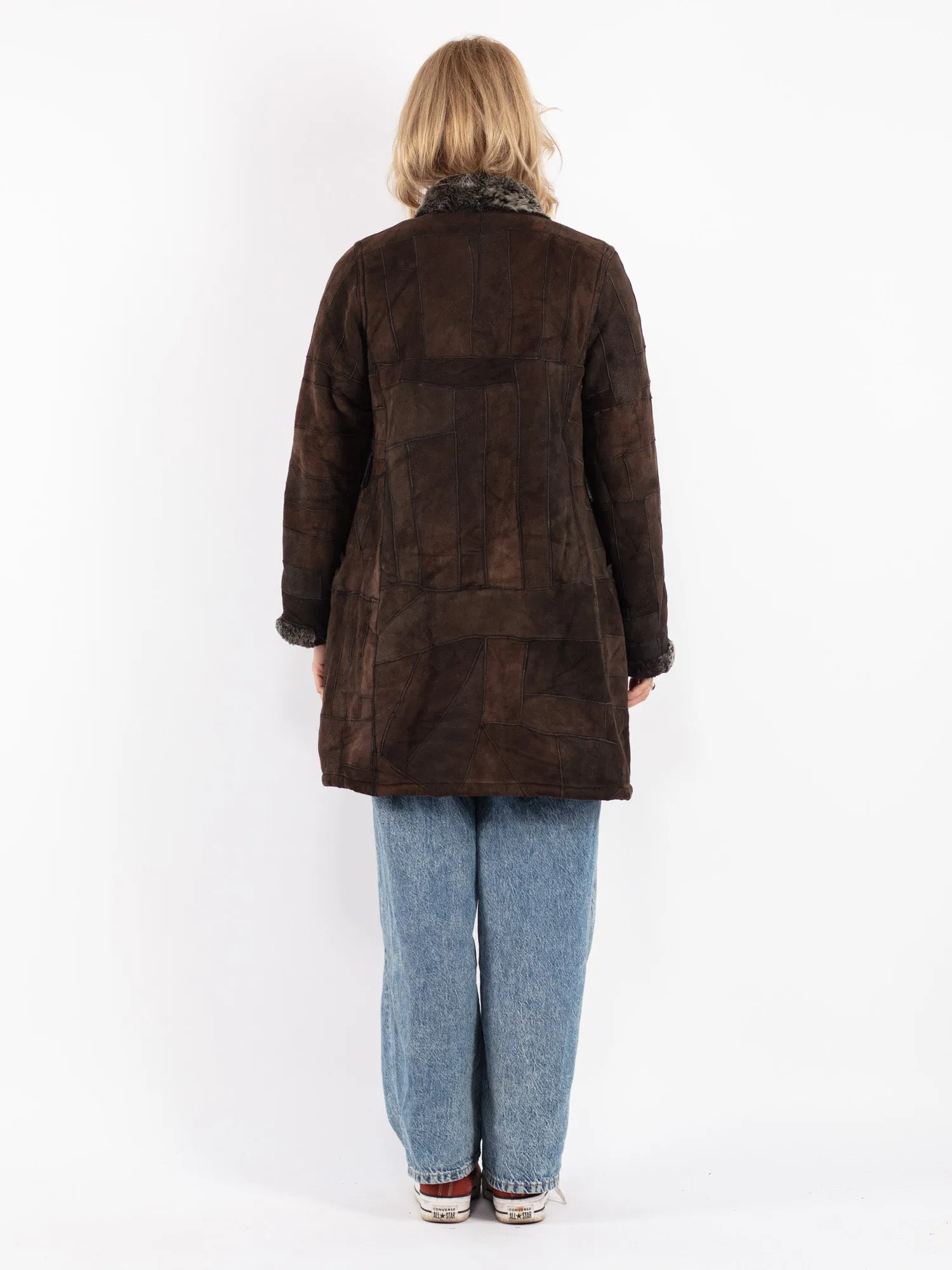 Vintage 80's Women Sheepskin Coat in Brown