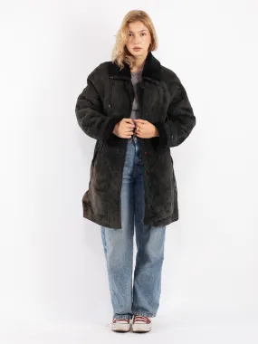 Vintage 80's Women Sheepskin Coat in Gray