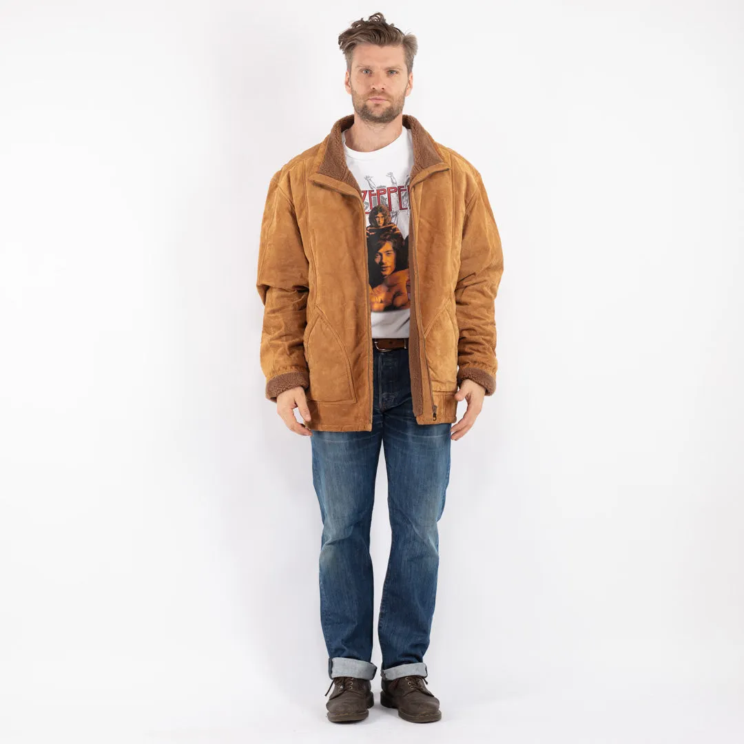 Vintage 90's Men Suede Sherpa Coat in Brown