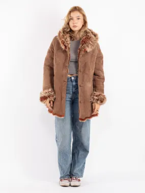 Vintage 90's Penny Lane Sheepskin Coat in Brown