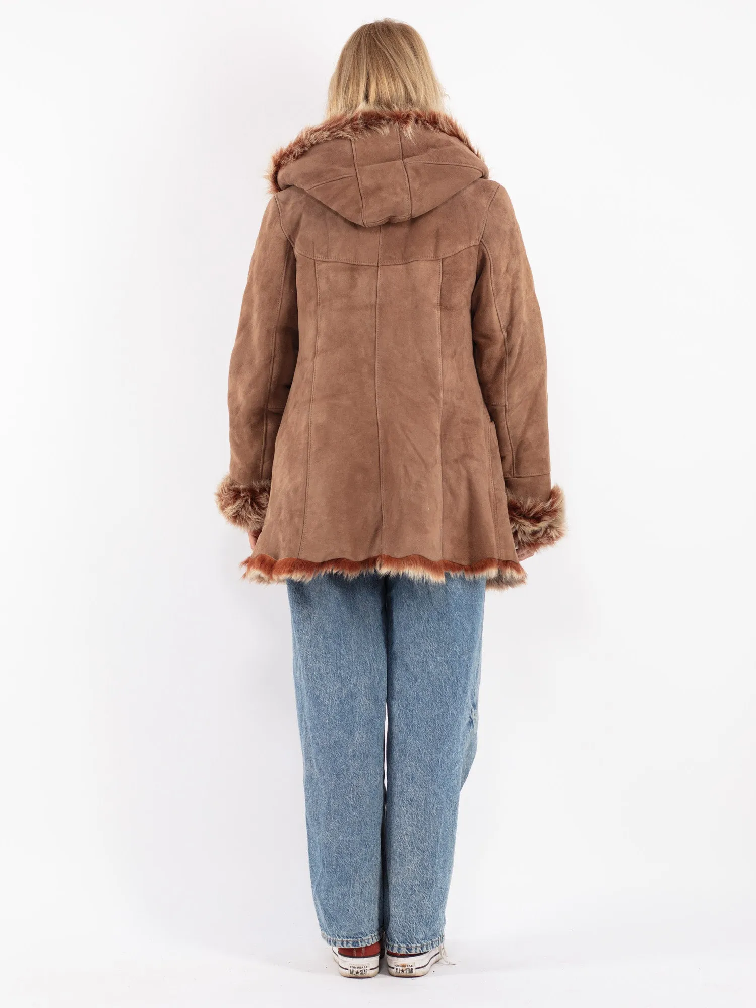 Vintage 90's Penny Lane Sheepskin Coat in Brown