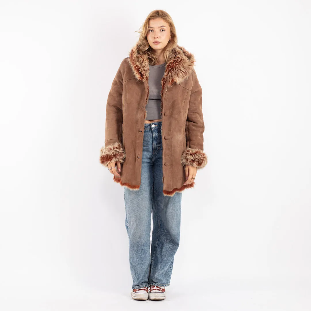 Vintage 90's Penny Lane Sheepskin Coat in Brown