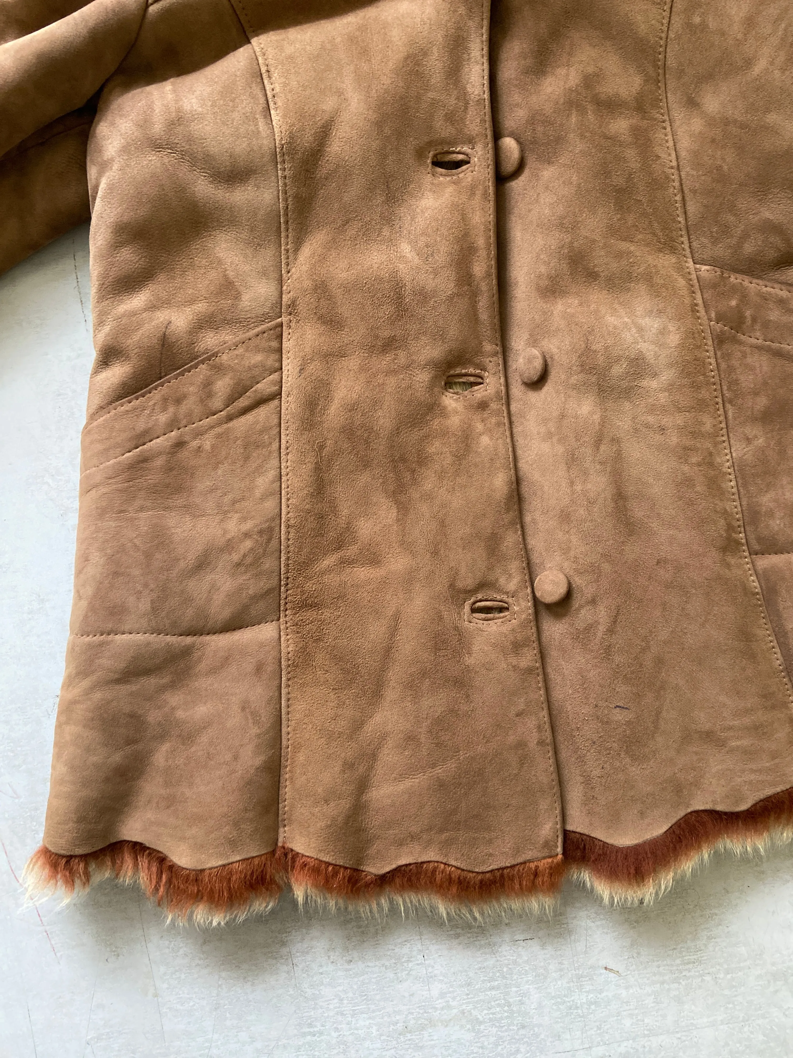 Vintage 90's Penny Lane Sheepskin Coat in Brown