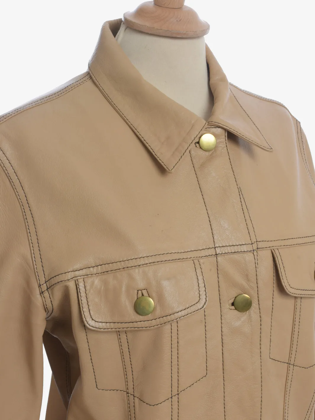 Vintage Beige Leather Jacket