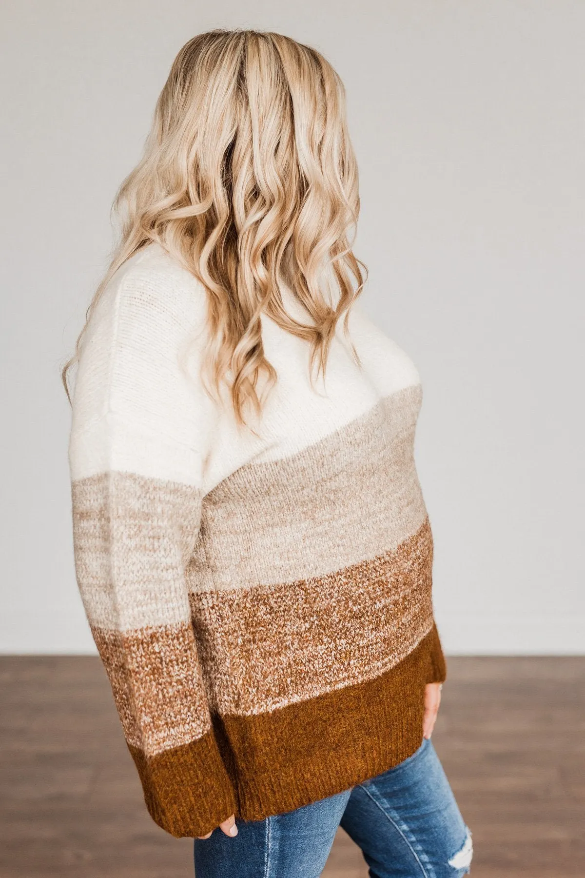 We Are One Color Block Sweater- Brown Shades