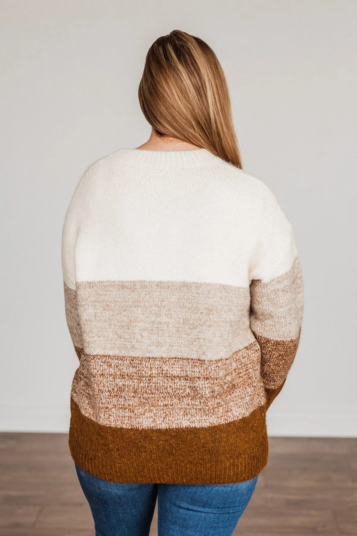 We Are One Color Block Sweater- Brown Shades