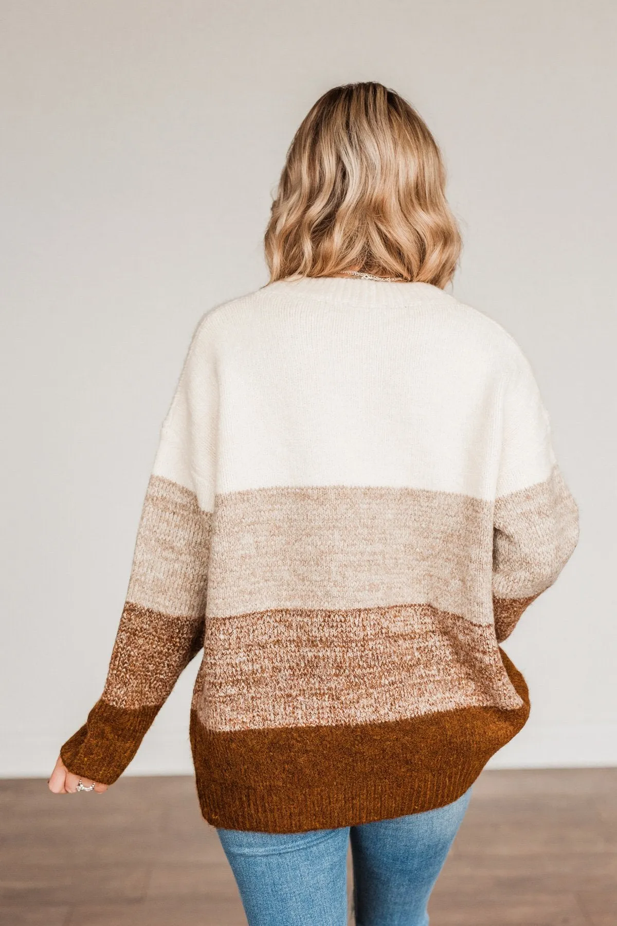 We Are One Color Block Sweater- Brown Shades